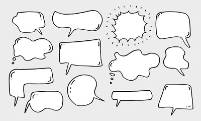 Vector Set of Black Sketch Comics Speech Bubbles.bubble dialog doodle vector line message .vector illustration.
