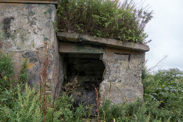 Old abandoned bunker in the woods. Military Fort. Fort Suvorov, Vladivostok, Russia.