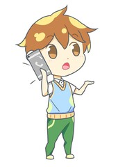 スマートフォンで電話をする青年