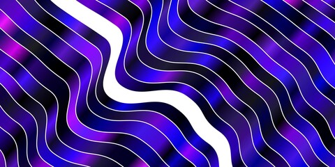 Dark Purple vector background with bent lines. Abstract illustration with gradient bows. Pattern for business booklets, leaflets