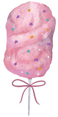 Watercolor cartoon cotton candy isolated on the white background .