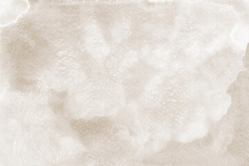 Beige watercolor paper craft texture on the white isolated background. Paint leaks and ombre effects.	