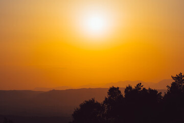 Fototapeta na wymiar Sunset with beautiful orange lights