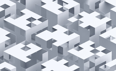Abstract 3d render, white geometric background design