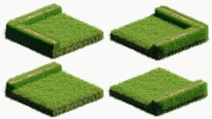 green grass texture Maze elements isolated on white