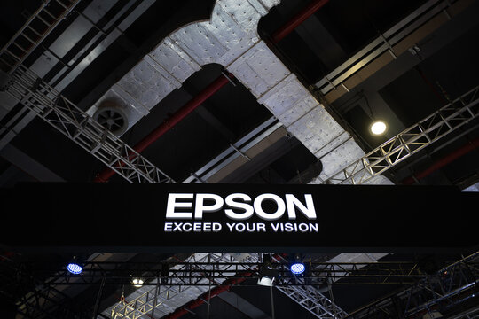 epson logo at shanghai industrial fair  on September 16th, 2020 in shanghai china