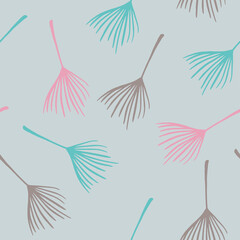 Modern Tropical Vector Seamless Pattern. Dandelion Feather Monstera Banana Leaves Tropical Seamless Pattern. 