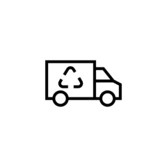 Fototapeta premium Eco Truck Icon in black line style icon, style isolated on white background