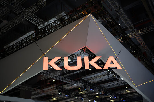 kuka logo at shanghai industrial fair  on September 16th, 2020 in shanghai china