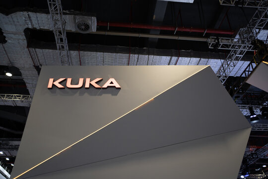 kuka logo at shanghai industrial fair  on September 16th, 2020 in shanghai china