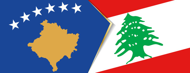 Kosovo and Lebanon flags, two vector flags.