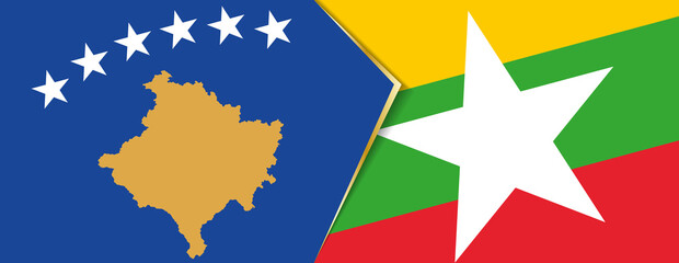 Kosovo and Myanmar flags, two vector flags.