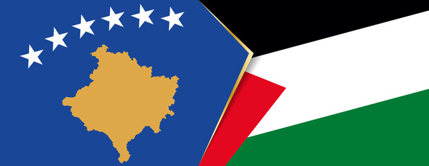 Kosovo and Palestine flags, two vector flags.