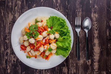 Pork ball spicy salad tasty food