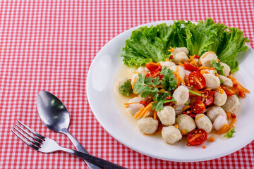 Pork ball spicy salad tasty food