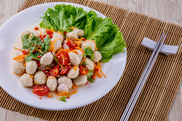 Pork ball spicy salad tasty food