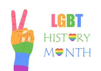 LGBT history month concept vector for banner, poster, web. Heart is painted in LGBT pride colors.