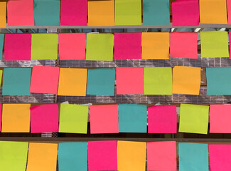 colorful texture with wall of memo paper