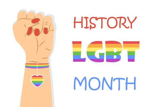 LGBT history month concept vector for banner, poster, web. Heart is painted in LGBT pride colors.