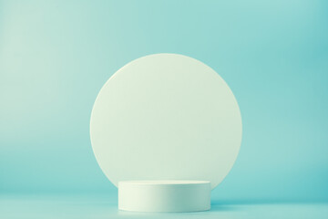 Podium for product presentation on blue background