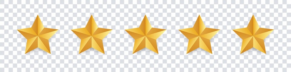 Fototapeta Star icon. Vector golden isolated five stars. Customer feedback concept. Vector 5 stars rating review. Quality shape design. obraz
