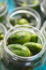 Cucumbers in a jar