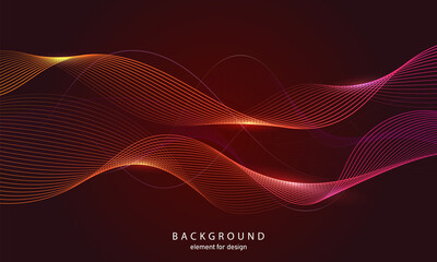 Abstract wave background. Element for design. Digital frequency track equalizer. Stylized line art. Colorful shiny wave with lines created using blend tool. Curved wavy line smooth stripe Vector