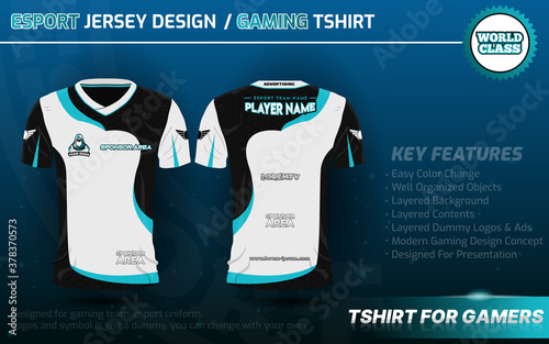 Download T Shirt For E Sport Design Template Soccer Jersey Mockup For Football Club Gaming Uniform Front And Back View Wall Mural Ledjay