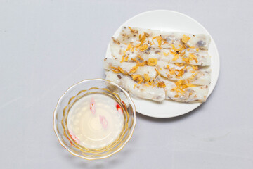 Banh cuon, vietnamese steamed rice noodle roll, vietnamese popular breakfast food