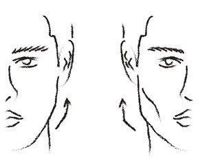 Silhouette of a male face on a white background. Correction of the shape of the face and chin. Vector illustration.