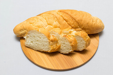 bread and slice of bread,wooden background for design