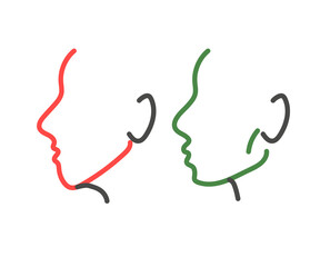 Silhouette of a human head on a white background. Correction of the shape of the face and chin. Vector illustration. © alina_polina