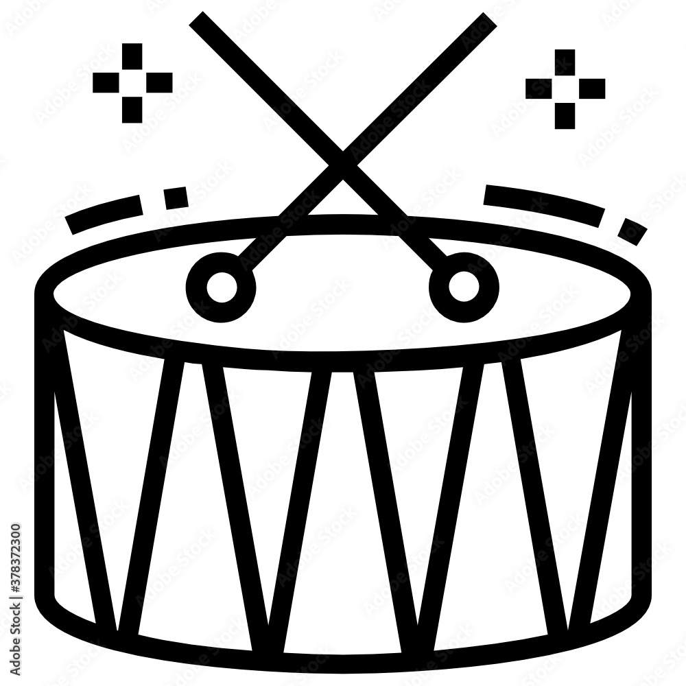 Poster rattles with drum, snare drum or beating drum concept icon