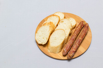 Indochina side dish bread with fermented pork sausage and chinese sausage