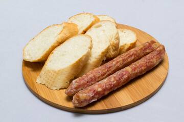 Indochina side dish bread with fermented pork sausage and chinese sausage