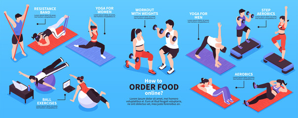 Home Fitness Isometric Infographics