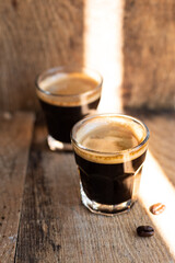 Shot of black coffee espresso