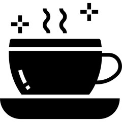 
Hot tea cup icon in solid style, refreshment beverages
