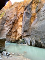 Hiking Through A River Canyon (The Narrows, Zion National Park, Utah)
