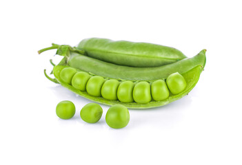 fresh green peas isolated on a white background -