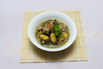 banana tofu braised snails . Ingredients: green banana, snail, tofu, pork, vegetables sub , vietnam food ,