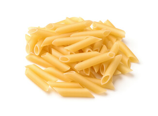 Pile of uncooked penne pasta