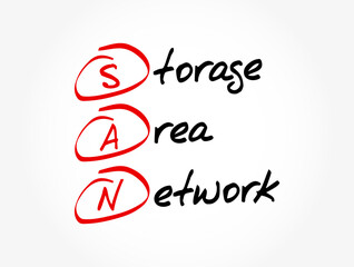 SAN - Storage Area Network acronym, technology concept background