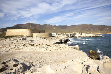 Bateria de San Felipe(1765). Los Escullos.Parque Natural Cabo de Gata-Níjar.Almeria.Andalucia.España.