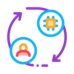 human and computer car control icon vector. human and computer car control sign. isolated contour symbol illustration