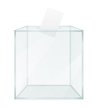 glass transparent ballot box for election voting vector illustration
