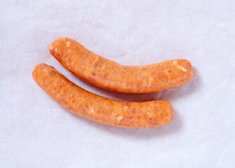 Sausages in a studio setting, isolated on white