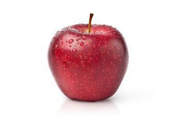 Fresh red Apple fruit with water drops isolated on white background with clipping path.