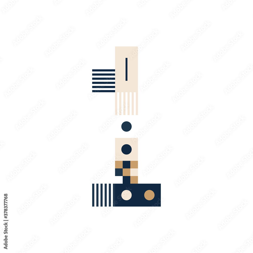 Fototapete vector pixel art number one. colorful number 1 consist of modules from strips, squares and dots on w