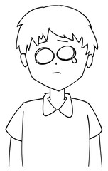 悲しい顔で涙目の看護師　　【線画】